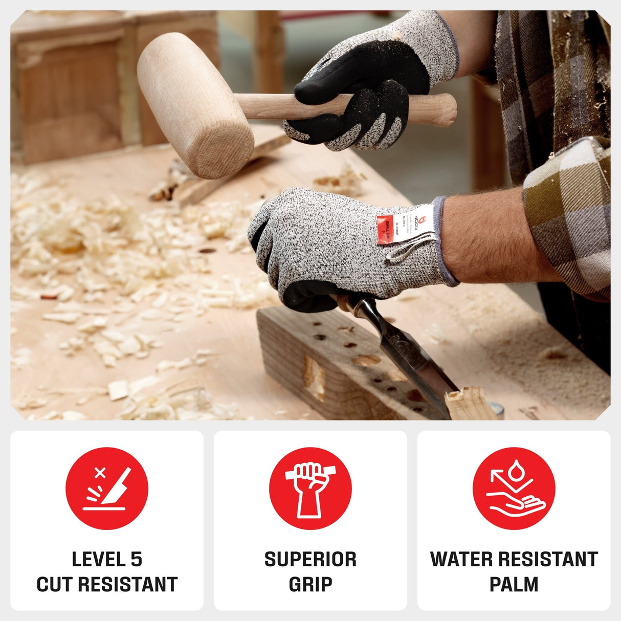 CutGuard Pro Tough Coated Cut Resistant Gloves - NoCry -