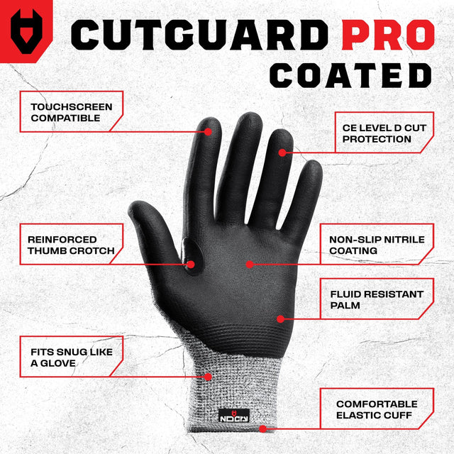 CutGuard Pro Tough Coated Cut Resistant Gloves - NoCry -