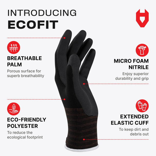 EcoFit Nitrile Coated Work Gloves - NoCry -