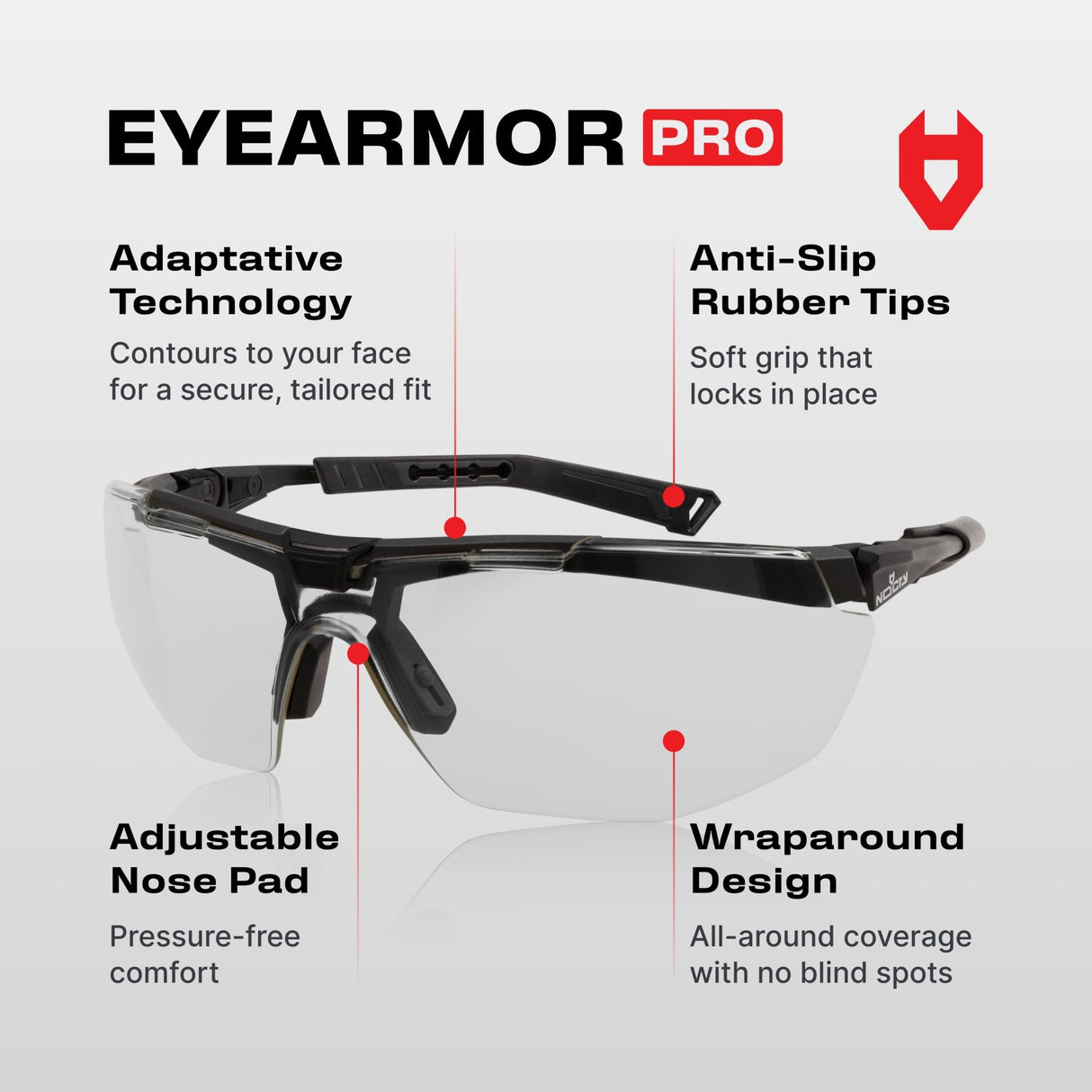 EyeArmor Pro Fully Adjustable Safety Glasses - NoCry -