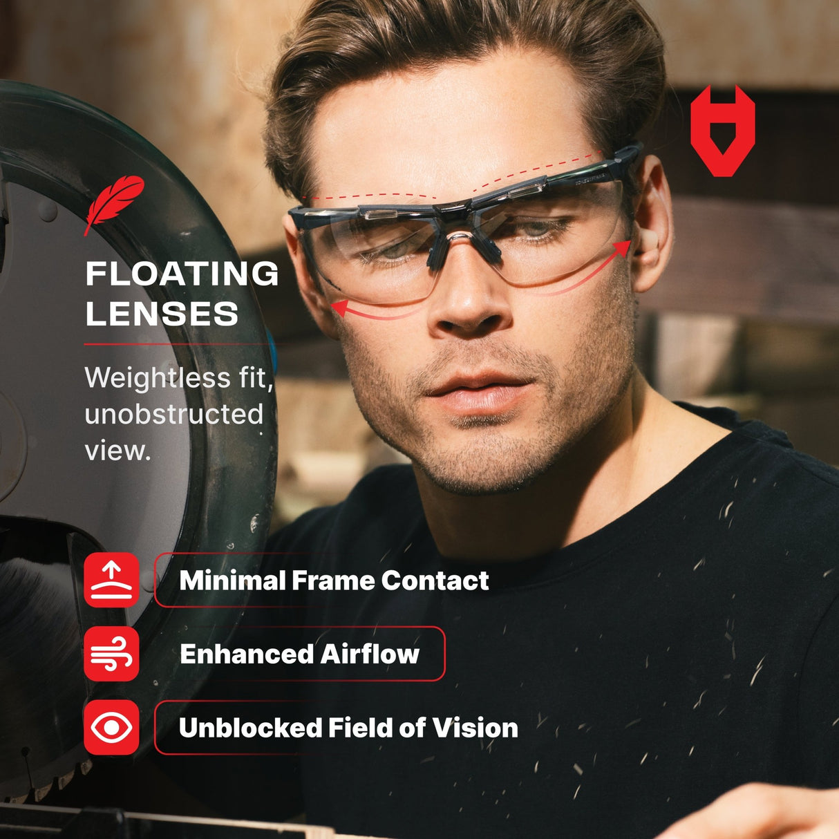 EyeArmor Pro Fully Adjustable Safety Glasses - NoCry -