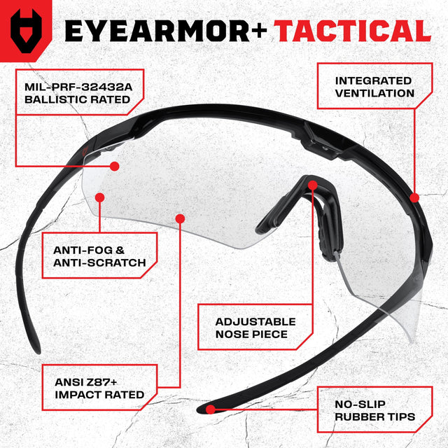EyeArmor+ Tactical Shooting Safety Glasses - NoCry -