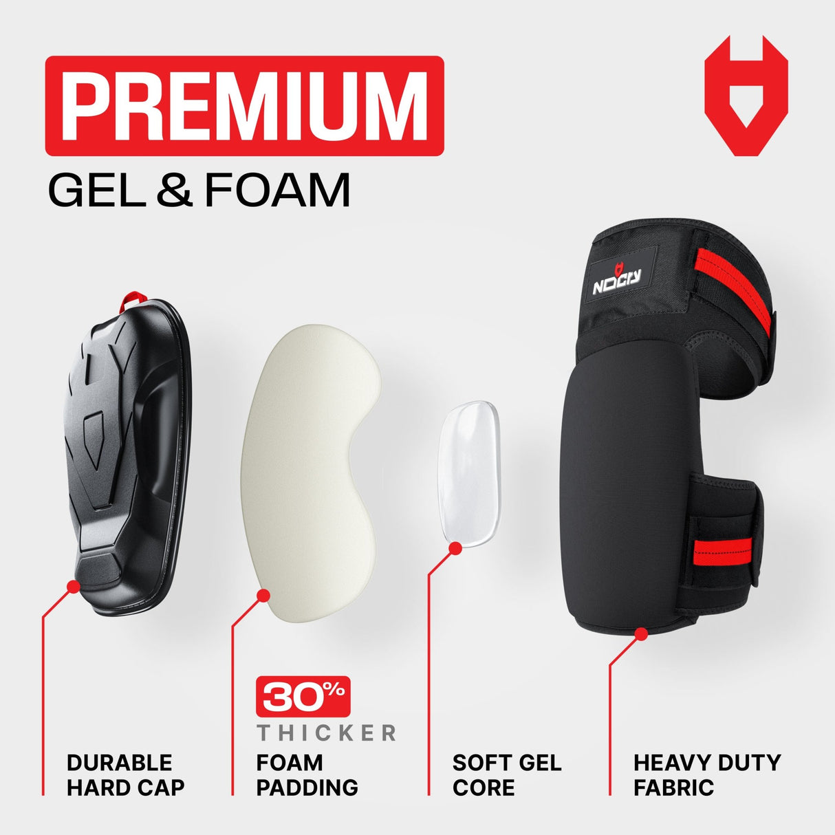 GelGuard Pro Heavy Duty Thigh Strap Knee Pads - NoCry -