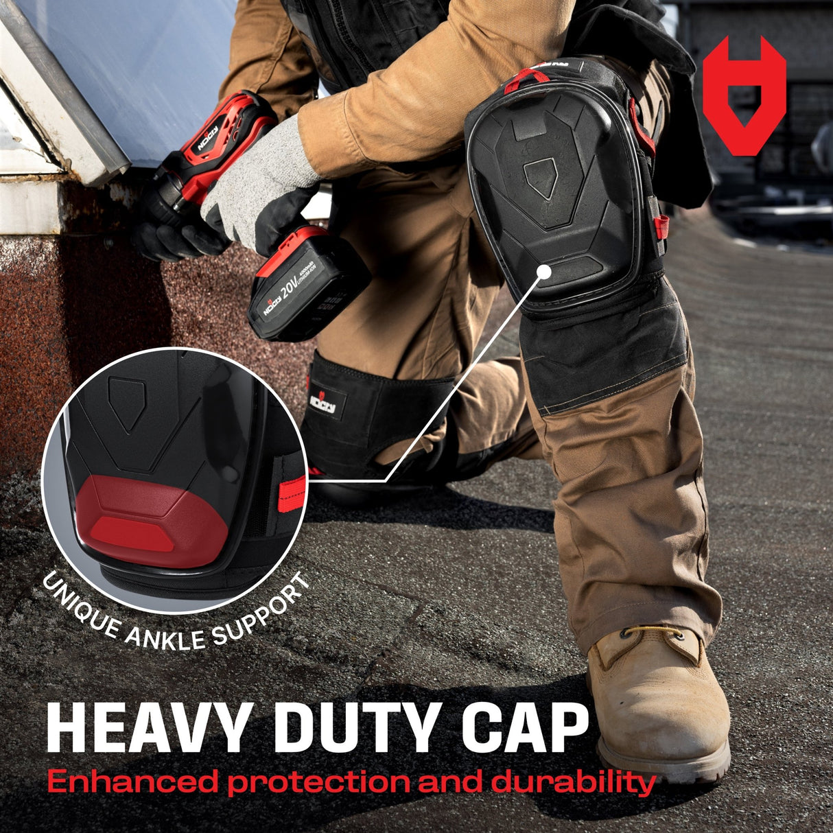 GelGuard Pro Heavy Duty Thigh Strap Knee Pads - NoCry -