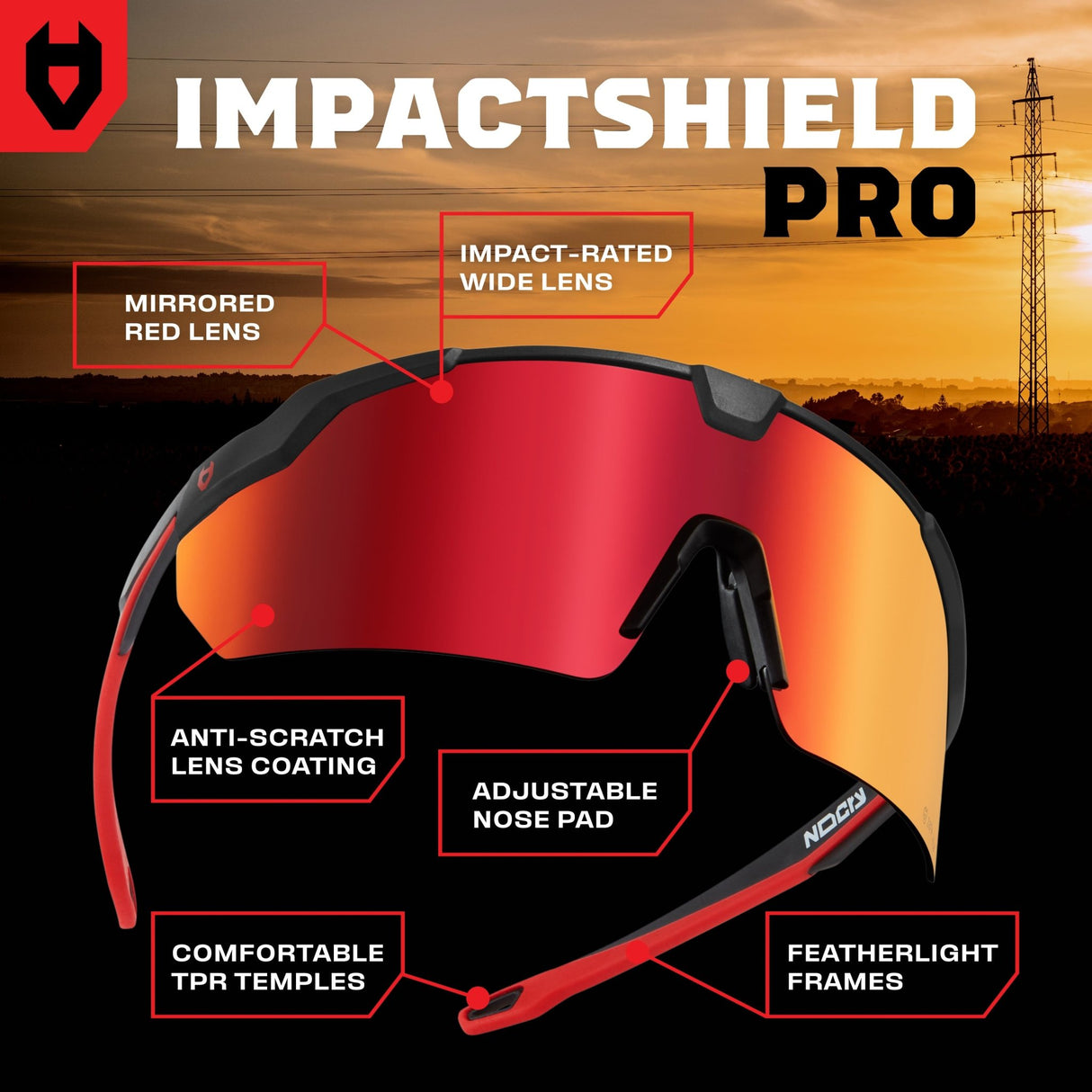 ImpactShield Pro Mirrored Safety Sunglasses - NoCry -