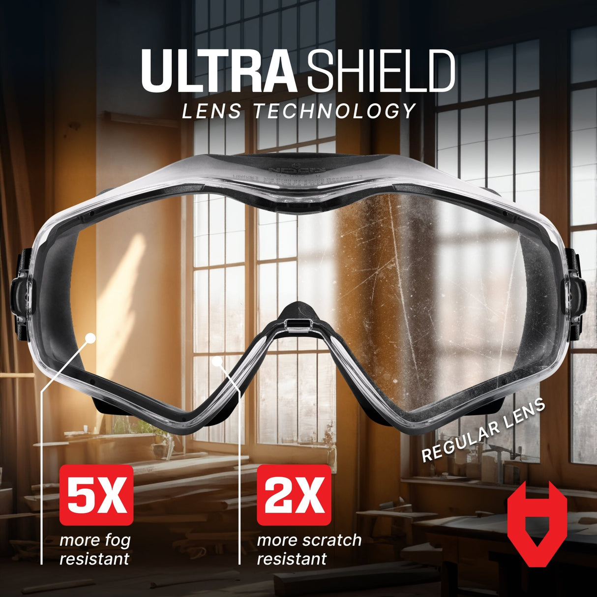 UltraShield Pro Premium Anti - Fog Safety Goggles - NoCry -
