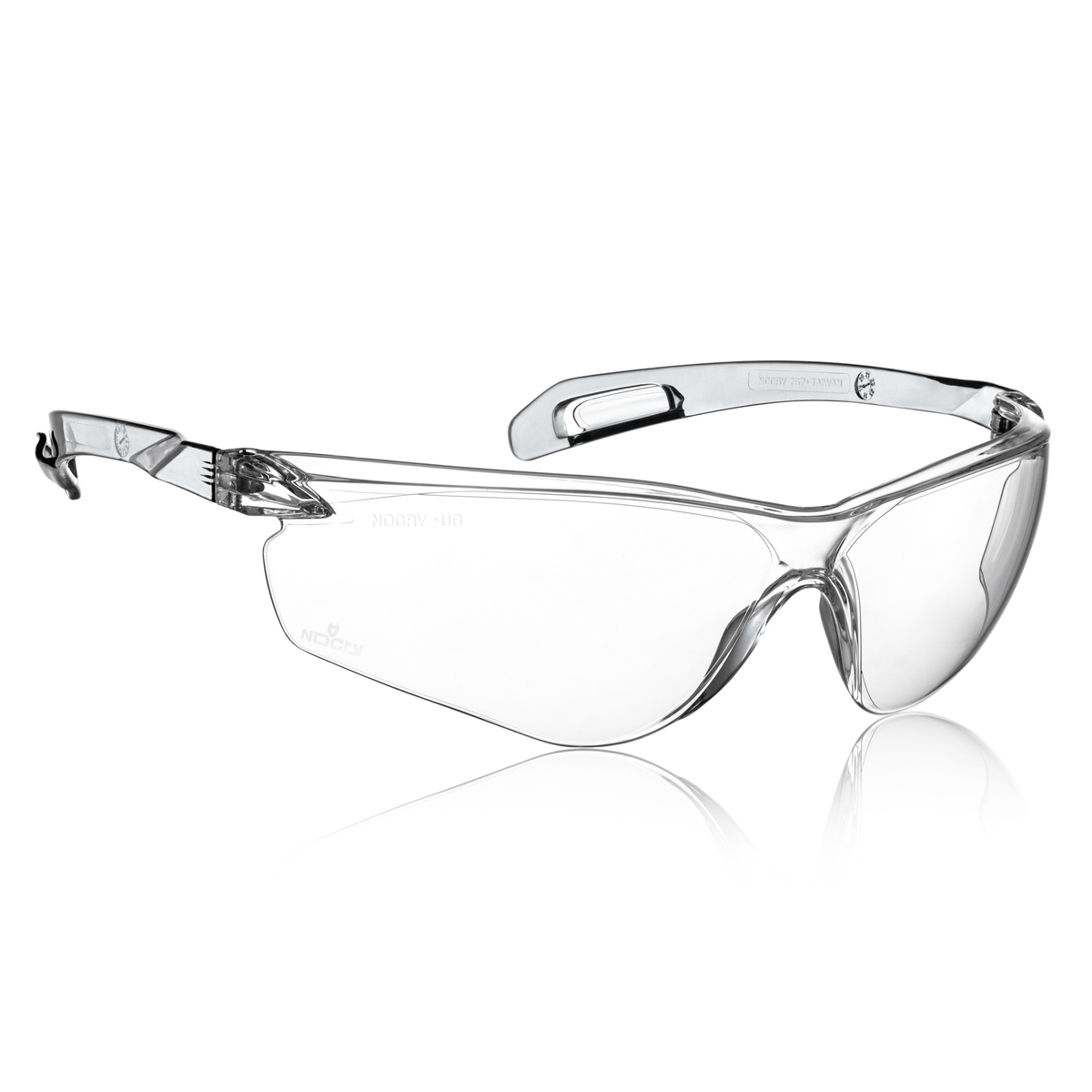 NoCry EyeArmor clear safety glasses with black adjustable arms