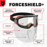 ForceShield+ Anti-Fog Safety Goggles with Detachable Face Shield