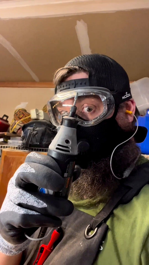 The 100-hour time-lapse: one pair, concrete and tile, the thumb test at the end.