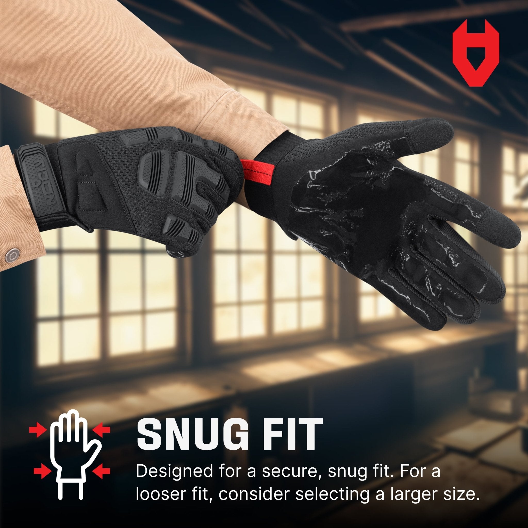 NoCry SecureFit Pro Reinforced Tactical Work Gloves with Superior Grip