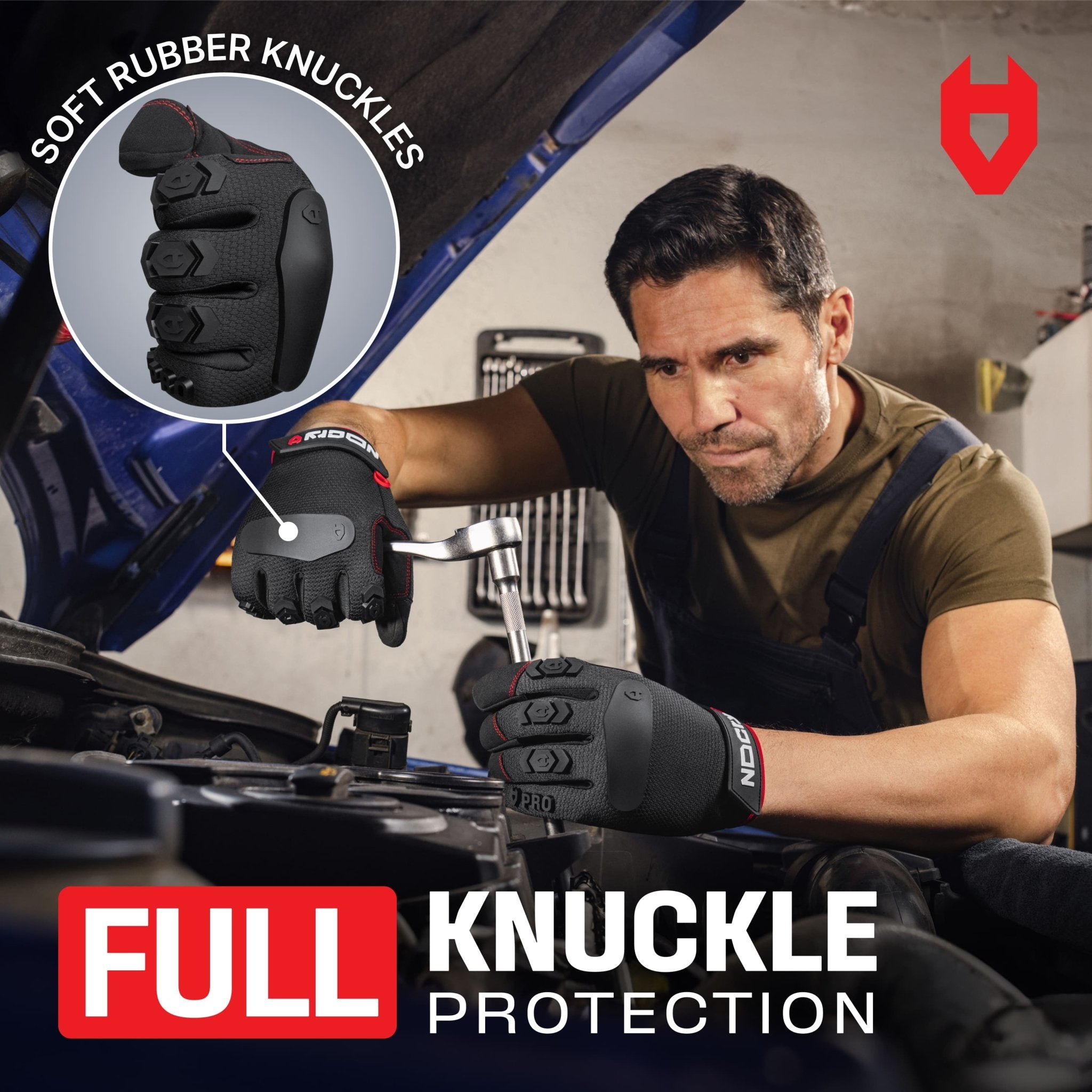 NoCry ToughFit Pro Heavy-Duty Men's Work Gloves with Superior Grip