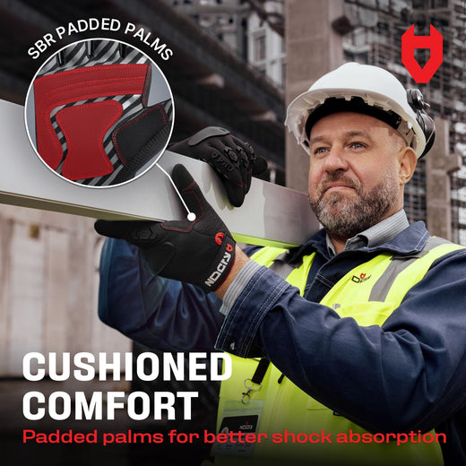 NoCry ToughFit Pro Heavy-Duty Men's Work Gloves with Superior Grip
