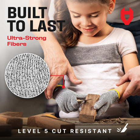 CutGuard Kids Ultra-Elastic Cut Resistant Gloves - NoCry -