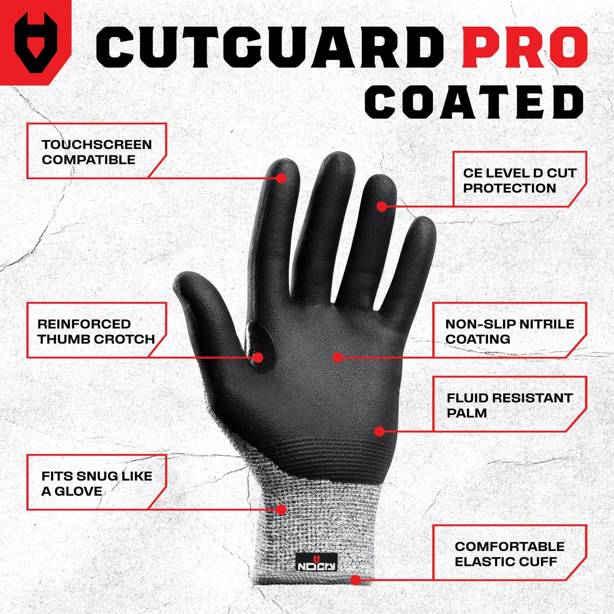 CutGuard Pro Tough Coated Cut Resistant Gloves - NOCRY