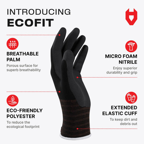 EcoFit Nitrile Coated Work Gloves - NoCry - 