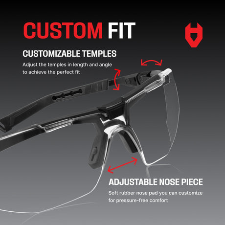 EyeArmor Pro Fully Adjustable Safety Glasses - NoCry - 