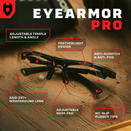 EyeArmor Pro Fully Adjustable Safety Glasses - NoCry - 