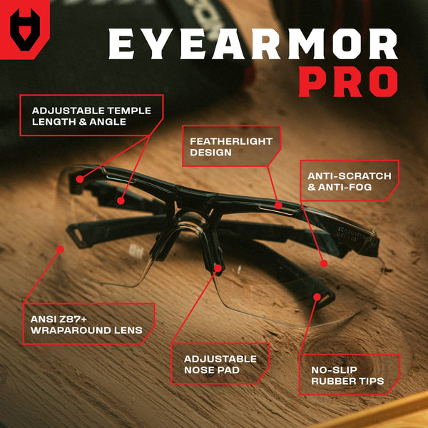 EyeArmor Pro Fully Adjustable Safety Glasses - NOCRY