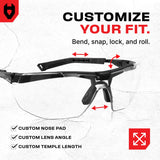 EyeArmor Pro Fully Adjustable Safety Glasses - NoCry - 