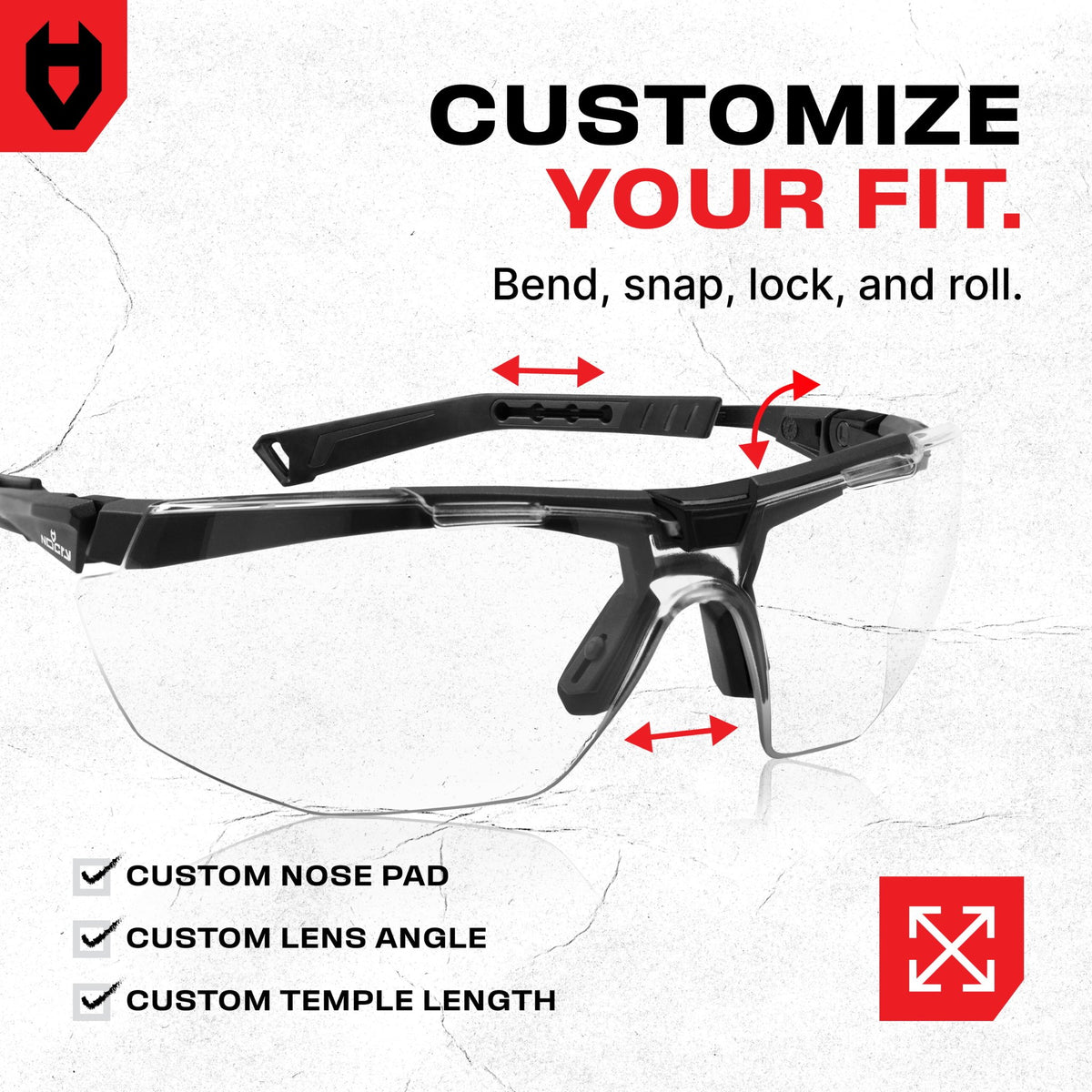 EyeArmor Pro Fully Adjustable Safety Glasses - NOCRY