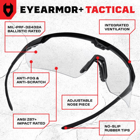EyeArmor+ Tactical Shooting Safety Glasses - NoCry - 