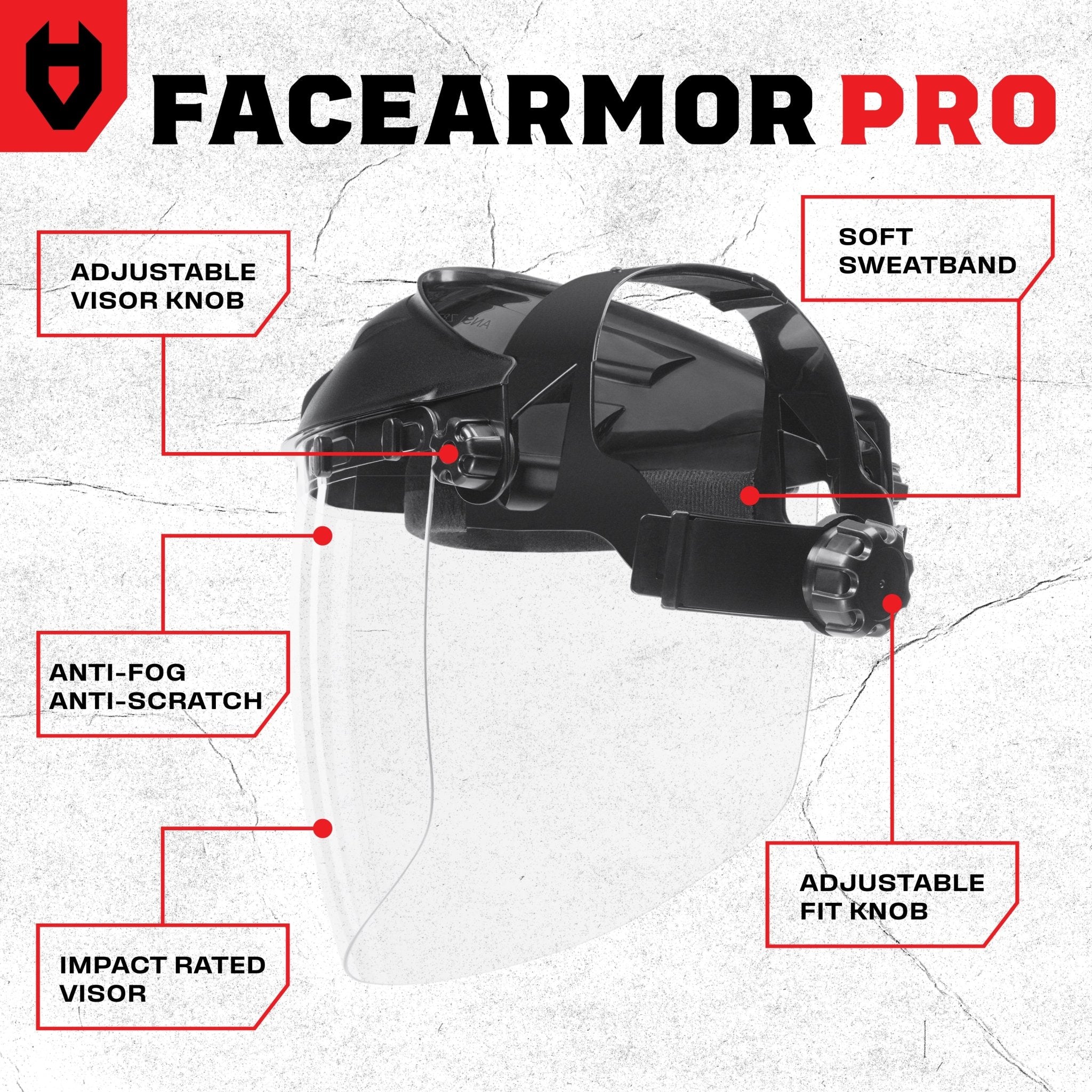 NoCry FaceArmor Pro Heavy Duty ANSI Z87 Face Shield For Grinding
