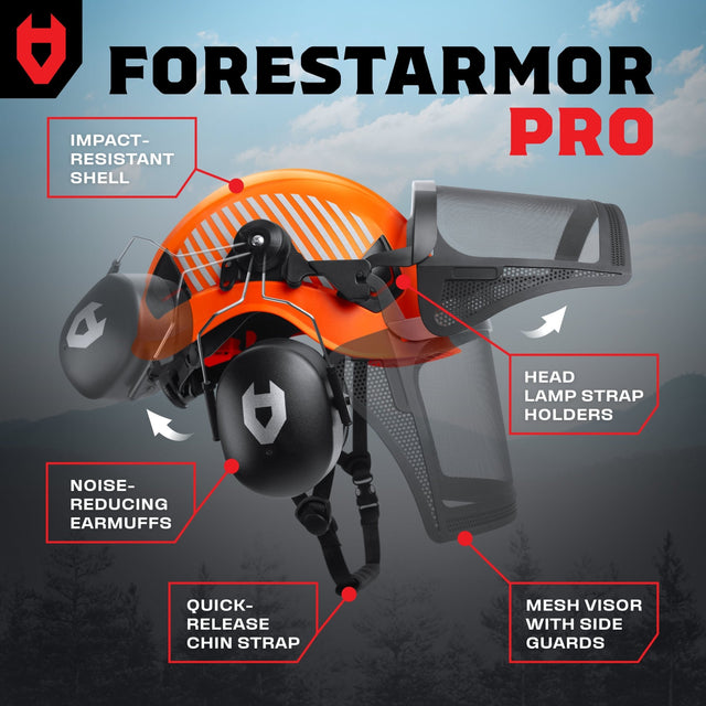 ForestArmor Pro Heavy Duty Arborist Safety Helmet - NoCry - 