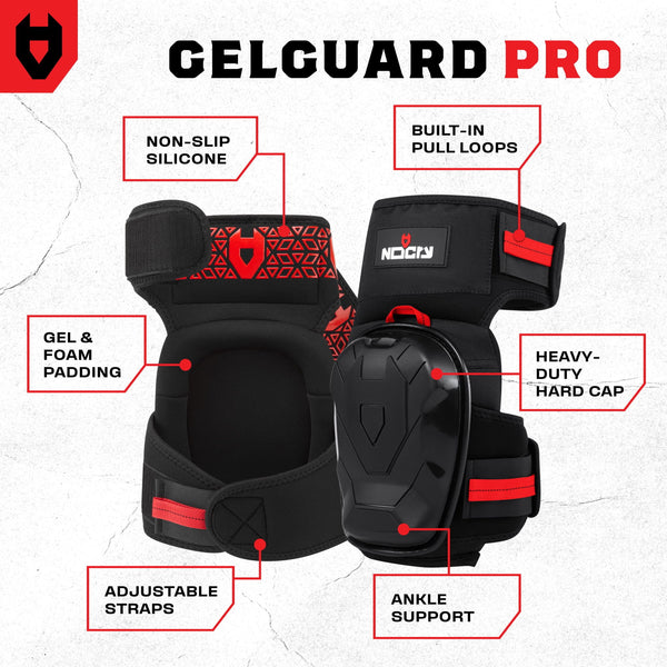 GelGuard Pro Heavy Duty Thigh Strap Knee Pads - NoCry -