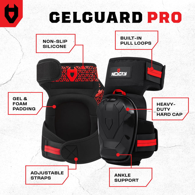 GelGuard Pro Heavy Duty Thigh Strap Knee Pads - NoCry -