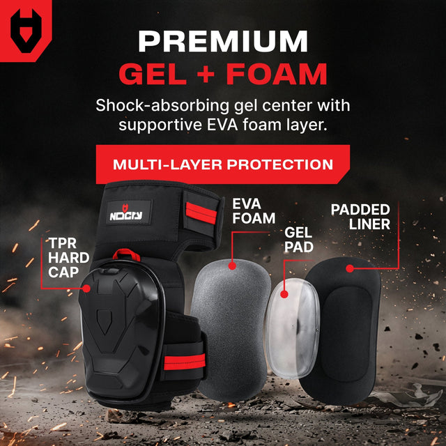 GelGuard Pro Heavy Duty Thigh Strap Knee Pads - NoCry - 