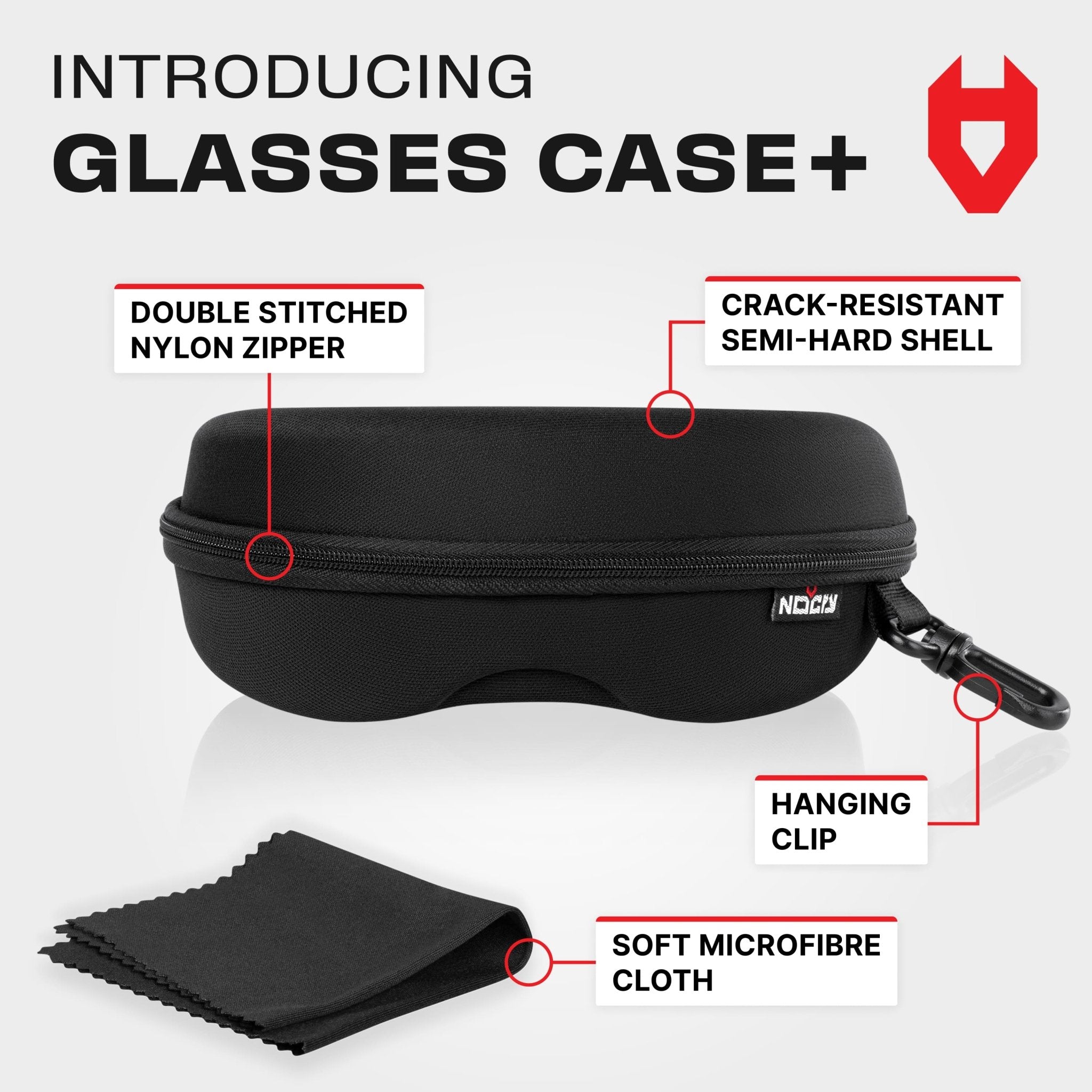 NoCry Storage Case for Safety Glasses with Felt Lining Reinforced Black