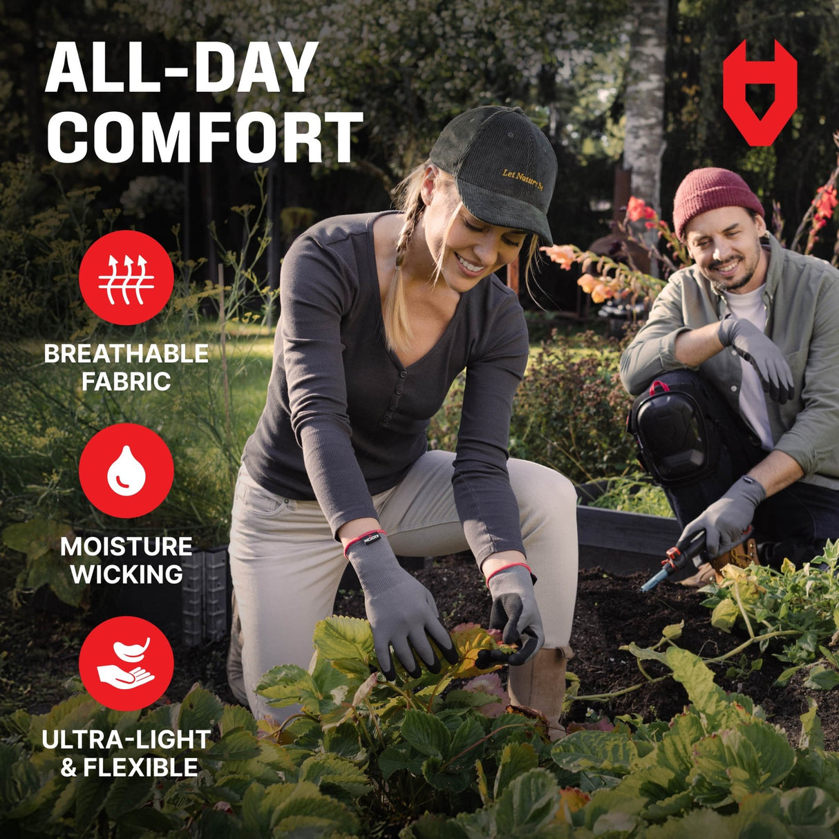 GripFit+ Comfortable Gardening Gloves for Women - NoCry - 