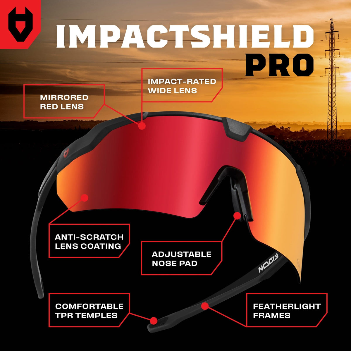 ImpactShield Pro Mirrored Safety Sunglasses - NOCRY