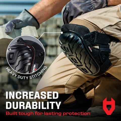NoCry professional knee pads for carpenters with gel padding and anti slip design on jobsite