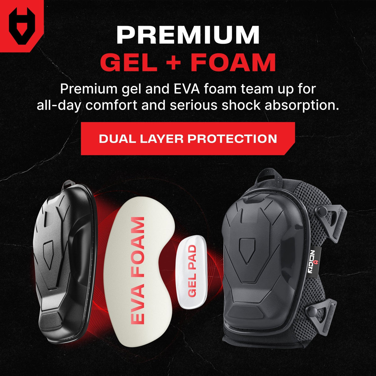 KneeGuard Professional Heavy Duty Gel Knee Pads - NoCry - 