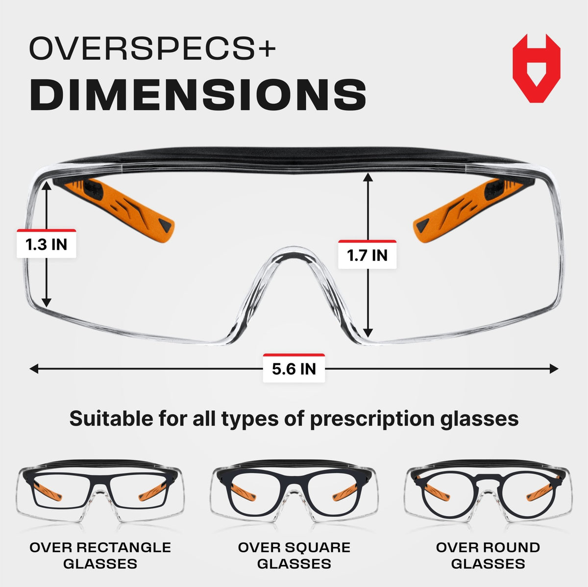 OverSpecs+ Premium Over - Glasses Safety Glasses - NoCry - 