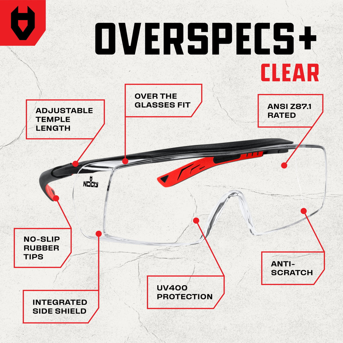 OverSpecs+ Premium Over-Glasses Safety Glasses - NOCRY -