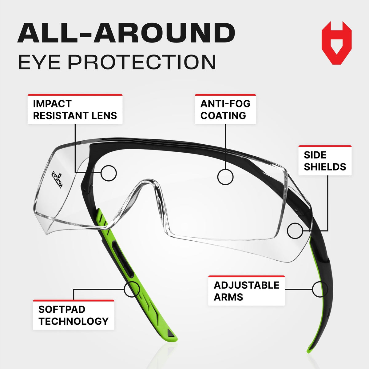 OverSpecs Pro Anti - Fog Over - Glasses Safety Glasses - NOCRY
