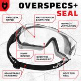 OverSpecs+ Seal Safety Goggles Over Glasses - NoCry - 