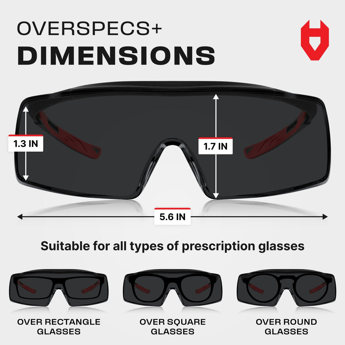 OverSpecs+ Tinted Over - Glasses Safety Sunglasses - NoCry - 