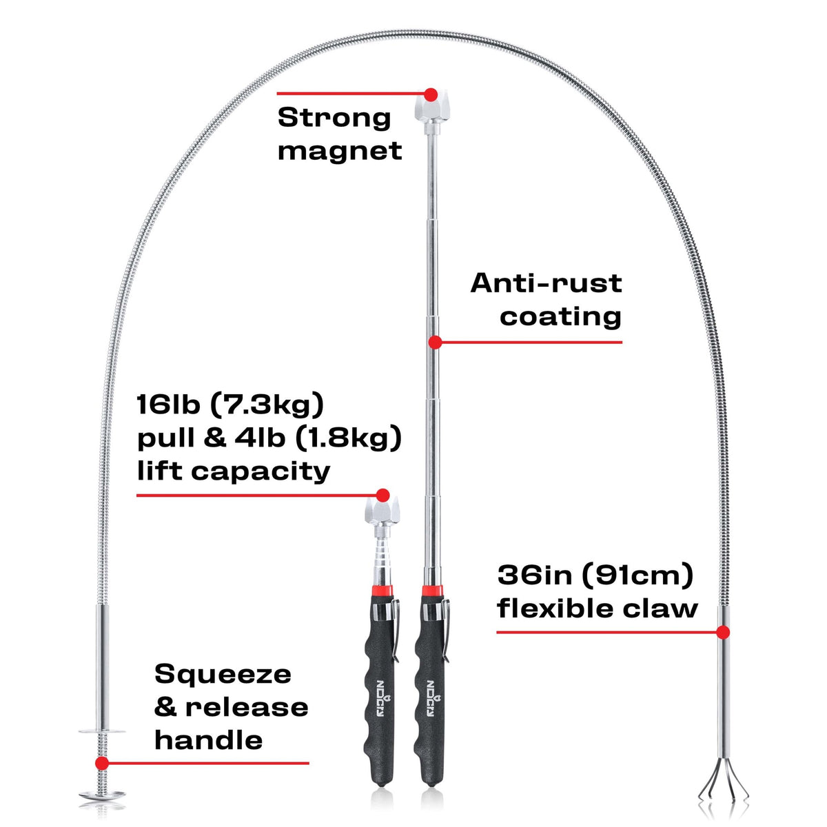 RetrieveDuo Flexible Claw Grabber and Extendable Telescoping Magnet - NOCRY