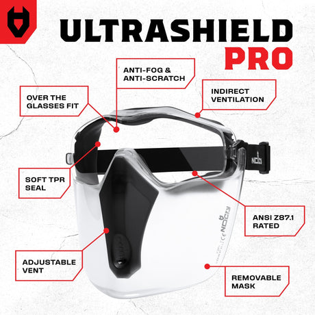 UltraShield Pro Anti - Fog Safety Goggles And Face Mask - NoCry - 
