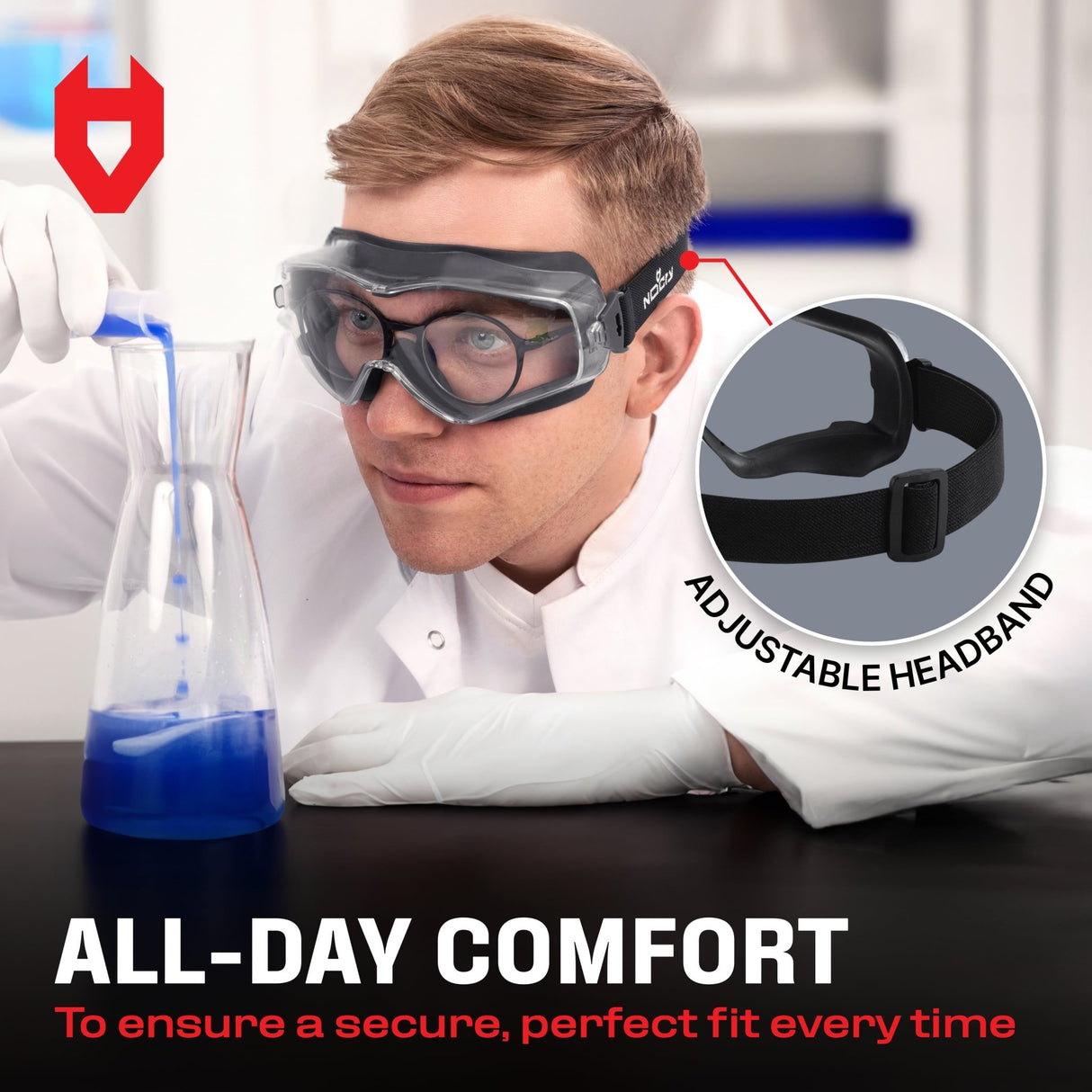 UltraShield Pro Premium Anti - Fog Safety Goggles - NoCry - 