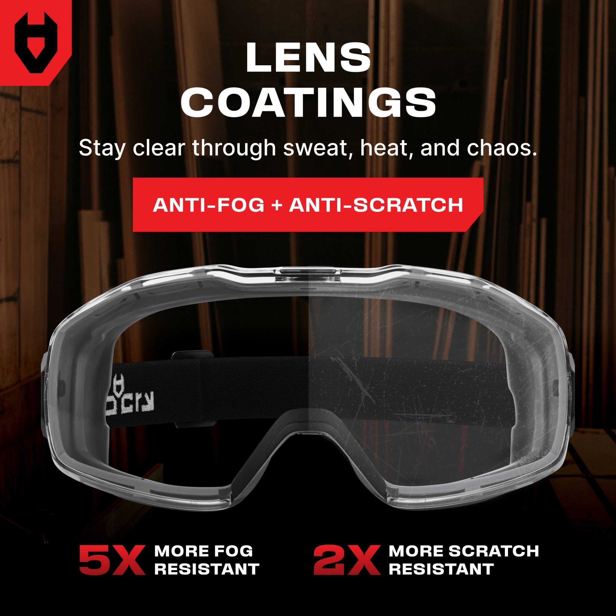 NoCry UltraShield Pro Premium ANSI Z87+ Anti-Fog Safety Goggles